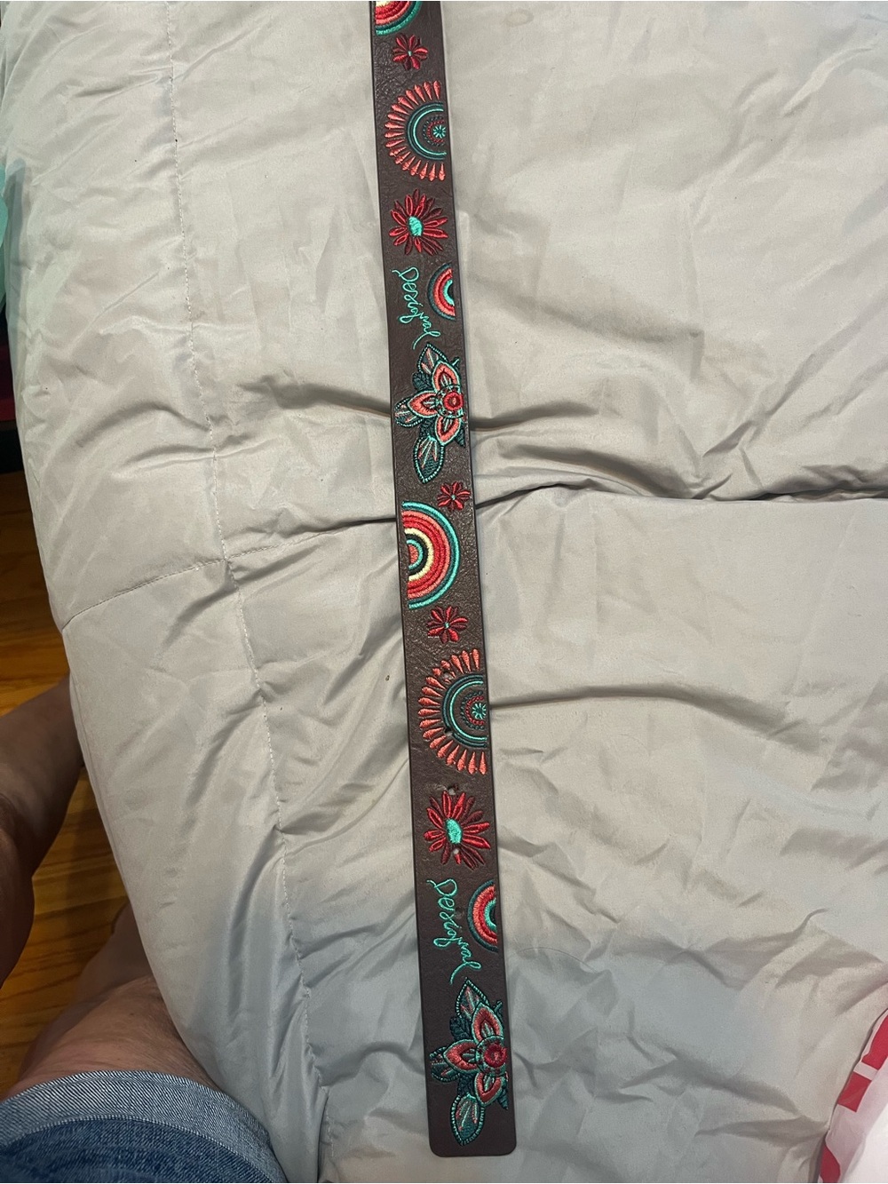 Desigual women’s brown intricate unique colorful embroidered belt - Picture 5 of 7